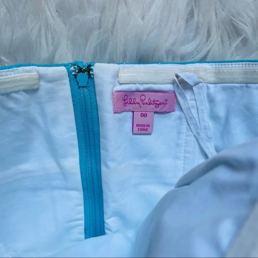 Lilly Pulitzer | Blue and Pink Bowen Mini Dress Coral | Size 00 - Picture 7 of 9